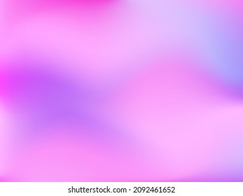 Holographic background. Bright smooth mesh blurred futuristic pattern in pink, blue, green colors. Fashionable ad vector. Intensive gradient of holographic spectrum for printed products, covers. 