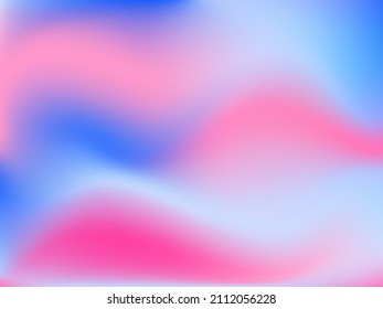 Holographic background. Bright smooth mesh blurred futuristic pattern in pink, blue, green colors. Fashionable ad vector. Intensive gradient of holographic spectrum for printed products, covers. 