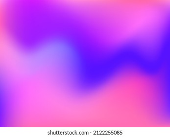 Fondo holográfico. Malla suave y brillante con un patrón futurista borroso. Vector de publicidad de moda. Gradiente de espectro holográfico intenso para productos de impresión, cubiertas.