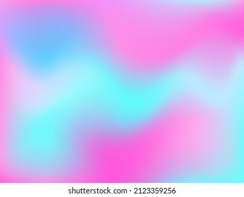Fondo holográfico. Malla suave y brillante con un patrón futurista borroso. Vector de publicidad de moda. Gradiente de espectro holográfico intenso para productos de impresión, cubiertas.