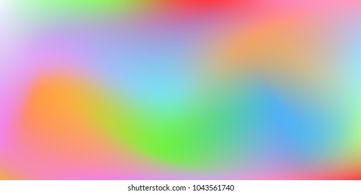 Holographic background. Colorful rainbow gradient.   Creative neon template for banner.   Easily editable soft colored vector illustration.  Bright print.