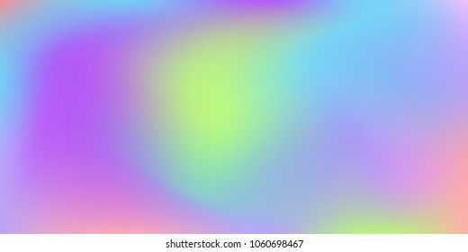 Holographic background. Colorful rainbow gradient.   Creative neon template for banner.   Easily editable soft colored vector illustration.  Bright print.