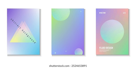 Holographic Background. Creative Banner. Gradient Shape. Futuristic Radial Collection. Digital Placard. Texture Triangle Poster. Pink Grain 3d Set. Violet Holographic Background