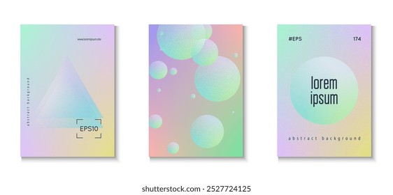 Holographic Background. Creative Banner. Texture Triangle Poster. Abstract Design. Futuristic Trend Collection. Digital Placard. Purple Noise Gradient Set. Pink Holographic Background