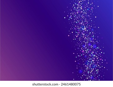 Holographic Background. Festive Glitter. Carnaval Serpentine. Happy Birthday Cristals. Laser Concept. Modern Design. Purple Light Confetti. Falling Banner. Blue Holographic Background