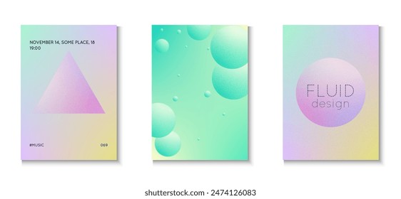 Holographic Background. Gradient Design. Grain Triangle Poster. Hipster Placard. Memphis Poster. Purple Texture Minimal Set. Multyplying Sphere Template. Pink Holographic Background