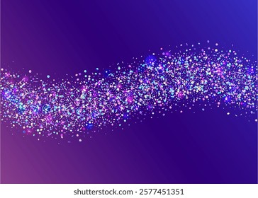 Holographic Background. Happy Birthday Illustration. Falling Ribbon. Blue Light Serpentine. 3d Concept. Festive Sparkle. Iridescent Glitter. Modern Design. Purple Holographic Background