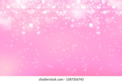 Holographic background with hearts and clouds.