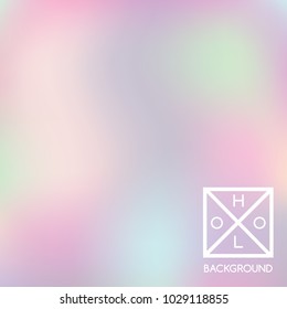 Holographic background. Holo iridescent cover. Gradient soft pastel colors backdrop. Minimal creative vector gradient.  Pastel fantasy foil.  Creative neon template for banner. Vibrant print.