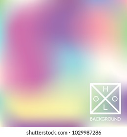 Holographic background. Holo iridescent cover. Abstract soft pastel colors backdrop. Trendy creative vector cosmic gradient.  Pastel fantasy foil.  Vintage neon template for banner. 