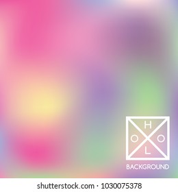 Holographic background. Holo iridescent cover. Abstract soft pastel colors backdrop. Minimal creative vector gradient.  Pastel fantasy foil.  Creative neon template for banner. 