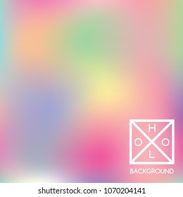 Holographic background. Holo iridescent cover. Gradient soft pastel colors backdrop. Minimal creative vector gradient.  Mesh holographic foil.  Vintage neon template for banner. 