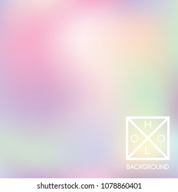 Holographic background. Holo iridescent cover. Gradient soft pastel colors backdrop. Minimal creative vector gradient.  Pastel holographic foil.  Creative neon template for banner. Vibrant print.