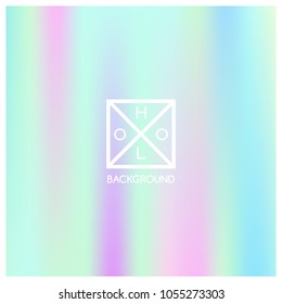 Holographic background. Holo sparkly cover. Iridescent gradient. Abstract soft pastel colors backdrop. Trendy creative vector. Mesh holographic foil. Creative neon template for banner. Vibrant print.