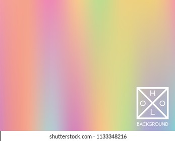 Holographic background. Holo sparkly cover. Abstract soft pastel colors backdrop. Trendy creative vector cosmic gradient. Mesh holographic foil. Creative neon template for banner. Vibrant print.