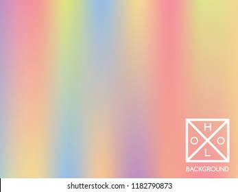 Holographic background. Holo sparkly cover. Abstract soft pastel colors backdrop. Trendy creative vector cosmic gradient. Mesh holographic foil. Creative neon template for banner. Vibrant print.