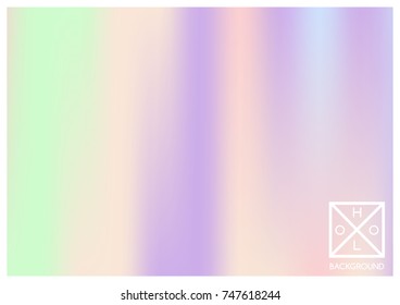 Holographic background. Holo sparkly cover. Abstract soft pastel colors backdrop. Trendy creative vector cosmic gradient. Mesh holographic foil. Creative neon template for banner. Vibrant print.