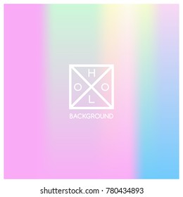 Holographic background. Holo sparkly cover. Iridescent gradient. Abstract soft pastel colors backdrop. Trendy creative vector. Mesh holographic foil. Creative neon template for banner. Vibrant print.