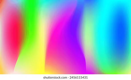 Fondo holográfico. Degradado iridiscente. Tarjeta gráfica. Degradado Abstractas. Malla de plástico. Vector brillante. Ilustración de gasolina blanda. Textura de metal violeta. Fondo holográfico azul