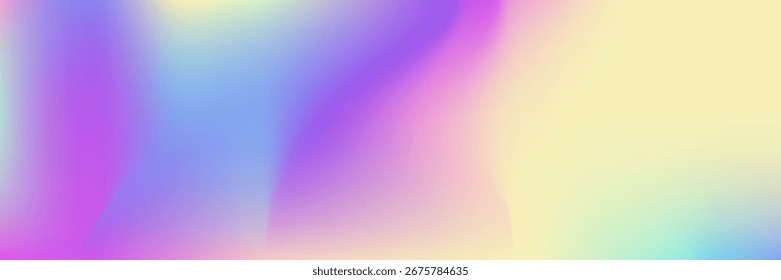 Holografischer Hintergrund. Irisierender Farbverlauf. Vintage Paper. Violette unscharfe Textur. Pop-Holografie-Vorlage. Flüssiges Licht. Perlglanztextur. Neon Glitter. violetter holografischer Hintergrund