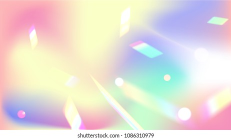Holographic Background with Light Glitch Effect. Iridescent Background. 
 Vector Rainbow Gradient with Sunshine Glare. 
Mesh Holographic Foil Backdrop.  Trendy Hologram Vector Background