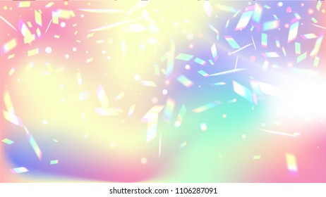 Holographic Background with Light Glitch Effect. Iridescent Background. 
 Vector Rainbow Gradient with Sunshine Glare. 
Mesh Holographic Foil Backdrop.  Trendy Hologram Vector Background