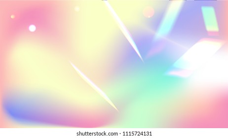Holographic Background with Light Glitch Effect. Iridescent Background. 
 Vector Rainbow Gradient with Sunshine Glare. 
Mesh Holographic Foil Backdrop.  Trendy Hologram Vector Background