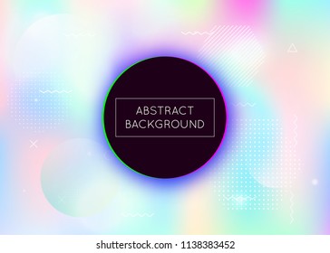 Holographic background with liquid shapes. Dynamic bauhaus gradient with memphis fluid elements. Graphic template for flyer, ui, magazine, poster, banner and app. Futuristic holographic background.