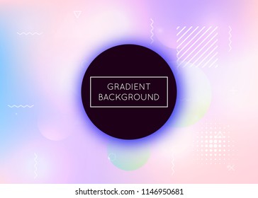 Holographic background with liquid shapes. Dynamic bauhaus gradient with memphis fluid elements. Graphic template for book, annual, mobile interface, web app. Neon holographic background.