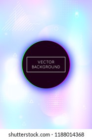 Holographic background with liquid shapes. Dynamic bauhaus gradient with memphis fluid elements. Graphic template for flyer, ui, magazine, poster, banner and app. Spectrum holographic background.
