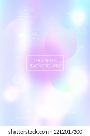 Holographic background with liquid shapes. Dynamic bauhaus gradient with memphis fluid elements. Graphic template for book, annual, mobile interface, web app. Neon holographic background.
