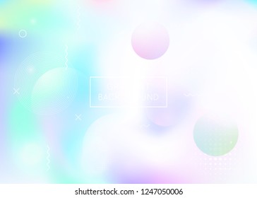 Holographic background with liquid shapes. Dynamic bauhaus gradient with memphis fluid elements. Graphic template for book, annual, mobile interface, web app. Trendy holographic background.
