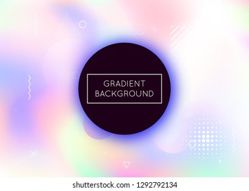 Holographic background with liquid shapes. Dynamic bauhaus gradient with memphis fluid elements. Graphic template for book, annual, mobile interface, web app. Futuristic holographic background.
