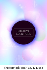 Holographic background with liquid shapes. Dynamic bauhaus gradient with memphis fluid elements. Graphic template for book, annual, mobile interface, web app. Hipster holographic background.