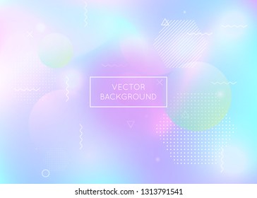 Holographic background with liquid shapes. Dynamic bauhaus gradient with memphis fluid elements. Graphic template for flyer, ui, magazine, poster, banner and app. Rainbow holographic background.