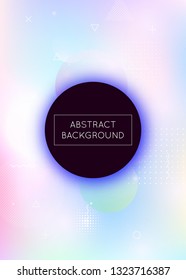 Holographic background with liquid shapes. Dynamic bauhaus gradient with memphis fluid elements. Graphic template for brochure, banner, wallpaper, mobile screen. Multicolor holographic background.