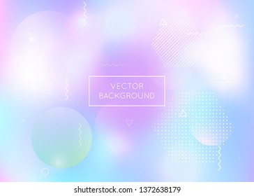 Holographic background with liquid shapes. Dynamic bauhaus gradient with memphis fluid elements. Graphic template for book, annual, mobile interface, web app. Fluorescent holographic background.