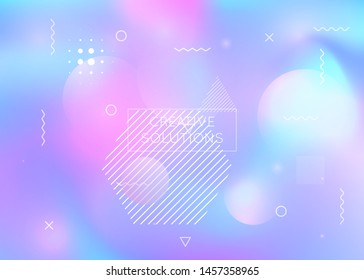 Holographic background with liquid shapes. Dynamic bauhaus gradient with memphis fluid elements. Graphic template for book, annual, mobile interface, web app. Fluorescent holographic background.