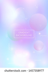 Holographic background with liquid shapes. Dynamic bauhaus gradient with memphis fluid elements. Graphic template for brochure, banner, wallpaper, mobile screen. Futuristic holographic background.