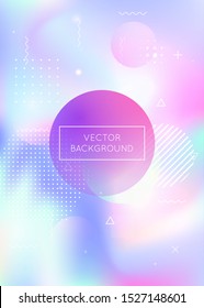 Holographic background with liquid shapes. Dynamic bauhaus gradient with memphis fluid elements. Graphic template for flyer, ui, magazine, poster, banner and app. Retro holographic background.