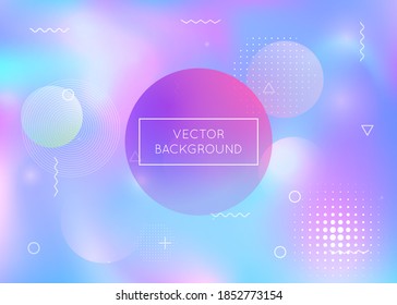 Fondo holográfico con formas líquidas. Gradiente dinámico de baudios con elementos de fluido memphis. Plantilla gráfica para libro, anual, interfaz móvil, aplicación web. Fondo holográfico de moda.