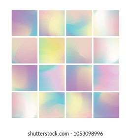 Holographic background of low-poly blurred gradient geometric figures and shapes – square, isolated on white for logo and brand, postcards and invitations.
