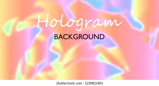 Holographic background. Modern gradient cover. Bright pattern in rainbow colors. Foil holographic design. Vector illustration.