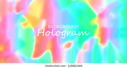 Holographic background. Modern gradient cover. Bright pattern in rainbow colors. Foil holographic design. Vector illustration.