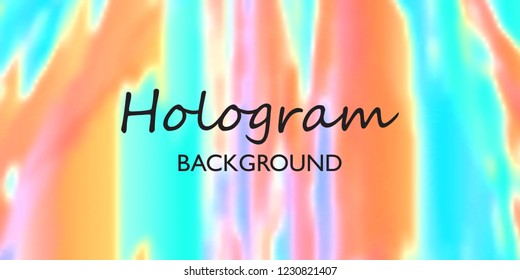 Holographic background. Modern gradient cover. Bright pattern in rainbow colors. Foil holographic design. Vector illustration.