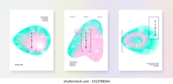 Holographic background. Princess gradient. Kawaii unicorn hologram. Fantasy set. Stylish universe banner. Holographic background with magic sparkles, stars and blurs for girl party invitation.