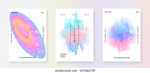 Holographic background. Princess gradient. Kawaii unicorn hologram. Colorful universe banner. Fantasy set. Holographic background with magic sparkles, stars and blurs for girl party invitation.