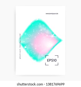 Holographic background. Princess gradient. Kawaii unicorn hologram. Fantasy cover. Bright universe banner. Holographic background with magic sparkles, stars and blurs for girl party invitation.