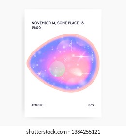 Holographic background. Princess gradient. Kawaii unicorn hologram. Fantasy cover. Vibrant universe banner. Holographic background with magic sparkles, stars and blurs for girl party invitation.