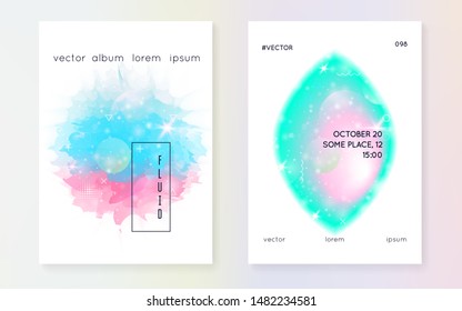 Holographic background. Princess gradient. Kawaii unicorn hologram. Multicolor universe banner. Fantasy set. Holographic background with magic sparkles, stars and blurs for girl party invitation.